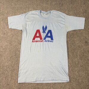 70s Healthknit American Airlines T Shirt Mens XL Blue True Vintage Graphic USA
